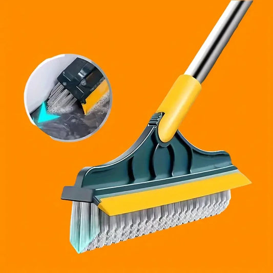 2 In 1 Floor Scrub Brush With Squeegee For Hotel, Floor Scrub Brush With Long Handle,