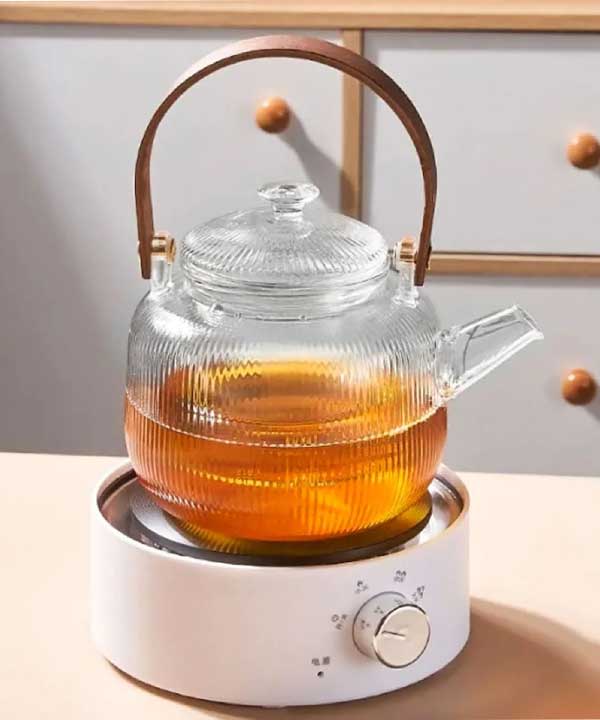 800ml Transparent High Temperature Steaming and Boiling Dual Purpose Glass Teapot