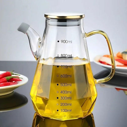 Diamond Shape Glass Oil Pot 900ml