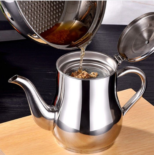 Non-Magnetic Stainless Steel Soy Sauce Jug with Filter Cooking Oil Pot