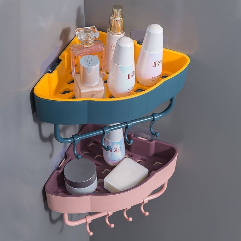 বাথরুম কর্নার স্টোরেজ ওয়াল শেল্ফ হ্যাঙ্গার সহ (1pcs)