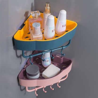 বাথরুম কর্নার স্টোরেজ ওয়াল শেল্ফ হ্যাঙ্গার সহ (1pcs)