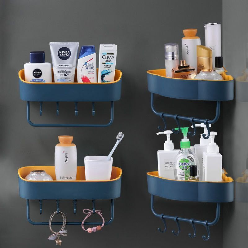 বাথরুম কর্নার স্টোরেজ ওয়াল শেল্ফ হ্যাঙ্গার সহ (1pcs)