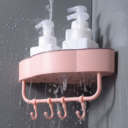 বাথরুম কর্নার স্টোরেজ ওয়াল শেল্ফ হ্যাঙ্গার সহ (1pcs)