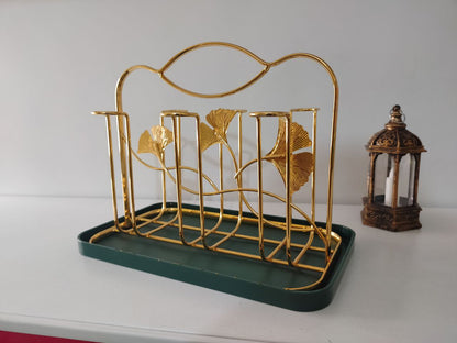 6 Hook Premium glass stand with tray