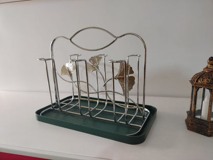 6 Hook Premium glass stand with tray