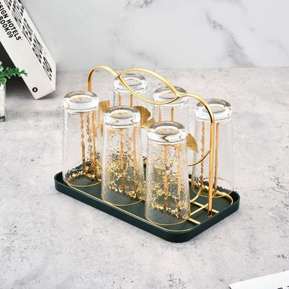 6 Hook Premium glass stand with tray