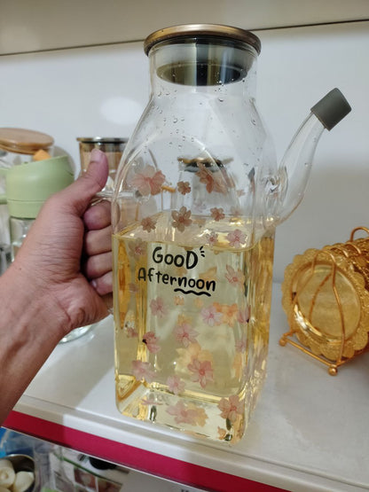 Sunfiona 1pc Glass Olive Oil Dispenser Bottle 1000ml